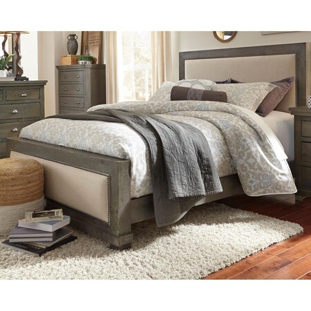 Progressive Furniture P600-80-81-78 Bedroom Slat Bed, Distressed Dark Grey - King Size P600-80/81/78
